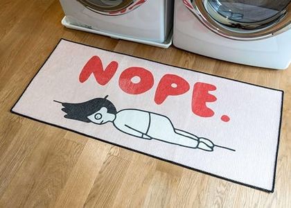Soft Woven Rugs, 24x56 Laundry Room Rug, 85% Cotton, Funny Non Slip Laundry Mats, Machine Washable, Bathroom Runner Floor Mat for Washroom, Kitchen, Nope