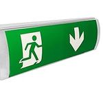 Emergency Fire Exit Box Bulkhead Non or Maintained Sign LED Wall Light with Arrow Legends & 3hr Battery Backup - 25M Distance -