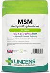 Lindens - MSM 1000mg - 90 Vegan Tablets - 1-A-Day - UK Made - Rich in Sulphur, Joint Support, Tissue, Joint Care | Natural Sulfur | (Methylsulfonylmethane) | (3+ Months Supply), Letterbox Friendly