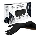 Farla Medical MediHands Disposable Large Nitrile Gloves - Powder Free and Latex Free Surgical Gloves - Multi-Purpose, Single Use Medical Gloves - Box of 100, Black