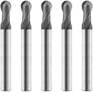 SPEED TIGER ISB Carbide Ball Nose End Mill - Micro Grain Carbide End Mill for Alloy Steels/Hardened Steels - 2 Flute - ISB5/16"2T - Made in Taiwan (5 Pieces, 5/16")