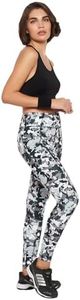 Clovia Women's Snug-Fit High Rise Camouflage Print Active Tights (AB0042D01_Grey_M)