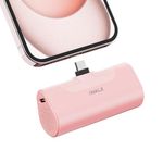 iWALK Mini Portable Charger 4500mAh,USB-C 20W Power Bank with Fast Charging,Compatible with iPhone 16 Pro Max/16 Pro/16/15,Samsung Galaxy S24 S23 Series,LG,HONOR,Xiaomi,iPad,AirPods and More,Pink