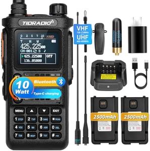 (2 Gen)TIDRADIO TD-H8 10 Watt Ham Handheld Radio(2PCS Batteries), Bluetooth Programming,Repeater Capable, Dual Band Long Range Two Way Radios with TD-805s, 6.1" &771 Long Antenna-Black,1Pack Full Kit