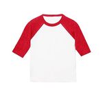 Bella Canvas Toddler 3/4 Sleeve Baseball T-Shirt (4 Years) (White/Red)