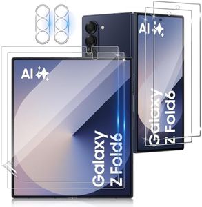 Funrae Pellicola Vetro Temperato per Samsung Galaxy Z Fold 6 5G / Z Fold6 e TPU Flessibile Pellicola Protettiva e Protezione Fotocamera [2+2+2 PCS], Pellicola HD Durezza 9H Proteggi Schermo Lens Film