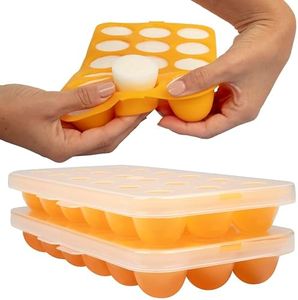 Silicone Baby Reusable Food Storage Tray (2 Pack)- Pop Out 1oz Portion Silicone Stackable Freezer Tray- includes Snap-On Lid- Non Toxic, BPA & PVC Free-Dishwasher and Microwave Safe- Meal Prep