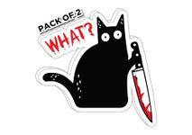 Imperial Vibes – Cat Holding Knife Funny Sticker -Vinyl Decal for Window– Waterproof Sticker for Truck – Indoor Outdoor Use for Car - Decal for Waterbottle, Laptop, SUV, Wall and Door - 4 Pack-Imp 90