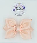 TinyShiny_Satin Ribbon Girls Bow, Bows for Babies, Girls Hair Accessory, Woman hair accessory, Medium size Bow (Peach)