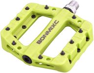 BONMIXC MTB Pedals Lightweight Bike Pedals Flat for Road Bike Nylon Lime Green Mountain Bike Pedals Non-Slip 9/16