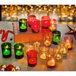 Pure Source India Pack of 16 Multicolour Glass Tealight Candle Holders for Home Décor, Diwali Decoration Items, Home Decorative Gift Items