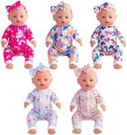 Sweet Dolly Doll Clothes 5 Set New Born Baby Doll Clothes, Jumpsuits and Bows Headbands for 14 Inches to 18 Inches Dolls, 15 Inch New Born Baby Dolls, 10 PCs in Total Doll Clothes and Accessories