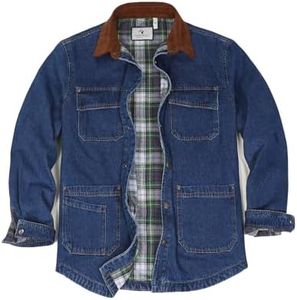 ZENTHACE Blue Jean Jacket for Men Denim Lightweight Snap Button Flannel Lined Denim Trucker Jacket Western Barn Coat Bule S