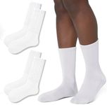 Women Crew Socks Retro Slouch Socks For Women Solid Casual Ribbed Crew Socks Pack of 5, White-2pack