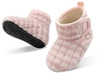 JOINFREE Baby Girls Winter House Shoes Baby Boys Slippers Furry Boots for Baby Home Slippers StripePink 3/3.5 UK Child 18-19 EU