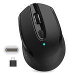 RaceGT Wireless Mouse Type C, 2.4G Silent Ergonomic Mouse for Laptop, USB C Mouse with 6 Buttons and 800/1200/1600 DPI for iPad/Tablet/PC/Mac/Windows - Black