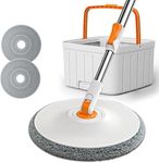 Fashionharbour Wet and Dry mop with Bucket for Floor Cleaning 360° Rotating Square Mop-Head for Hardwood Tile Marble Floors 2 Replaceable MopPads with Self Separation Dirty and Clean Water Simplify