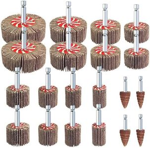 AUPREX 20 Pcs Abrasive Flap Wheel Sander Set, 80 Grits Drill Sander Attachment with 1/4 Inch Hex Shank, Die Grinder Sanding Wheel Accessories 10 Sizes