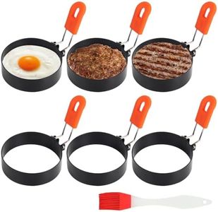 Egg Rings 6 Pcs,Round Egg Cooker Ring,Fried Egg Rings Nonstick Mold, Stainless Steel Egg Rings for Frying, Round Mold for English Muffins,Griddle Cooking Shaper for Breakfast Griddle