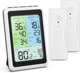 ORIA Wireless Freezer Thermometer, Digital Refrigerator Thermometer with 2 Sensors, Temperature Alarm, Color LCD Backlight, for Fridge Home Kitchen Restaurant