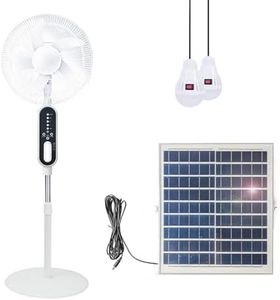 GBEOSMO 16 Inch Solar Oscillating Standing Fan,14400mAh Rechargeable Pedestal Floor Fan,Height-adjustable Suitable,Night Led Light, Solar Panel 2*LED Bulds, for Home Ofiice Bedroom, Study or Outdoor