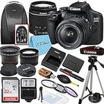 Canon EOS 2000D / Rebel T7 DSLR Camera with EF-S 18-55mm Zoom Lens + SanDisk 32GB Memory Card + Tripod + Case + Wideangle Lenses + ZeeTech Accessory Bundle (20pc Bundle)