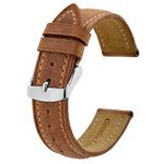 BISONSTRAP Watch Band 22mm-Classic Vintage Leather Replacement Strap-Stainless Steel Buckle (Light Brown with Beige Thread)