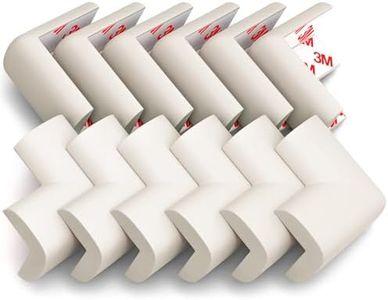 12-Pack Baby Proofing Corner Protectors, Furniture Corner and Edge Safety Bumpers, Soft Rubber Foam Cushion Covers, 3M Taped Corner Guards, Baby Child Proofing Pads for Tables & Furniture, White