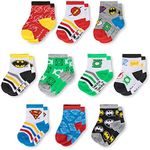 DC Comics Batman Superman and Justice League 10-Pack Baby Sock, 0-24 Months Boys Infant Socks, Multi, 12-24 Months