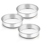 TeamFar 8 Inch Cake Pan, 3 Pcs Round Cake Pan Tier Cake Pan Set Stainless Steel, Healthy & Heavy Duty, Mirror Finish & Easy Clean, Dishwasher Safe