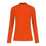 LIPADI Women's Half Mock Turtleneck Long Sleeve Tops Stretch Knit Shirts (07-Orange, Large)