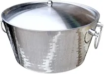 BREKX Insulated Stainless Steel Large Ice Bucket with Lid for Parties - Anchored Metal Ice Bucket/Champagne Bucket for Extended Chill