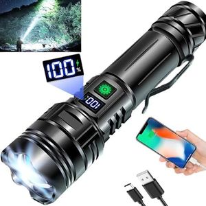 Flashlights High Lumens Rechargeable, 990,000 Lumens Super Bright Flashlight with LCD Digital Display,IPX7 Waterproof,Zoom,Powerful Tactical Flashlight for Emergencies, Camping
