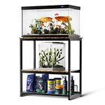 HOYRR Fish Tank Stand,Aquarium Stand,Vintage Ironwood Aquarium Stand,Three Tier Fish Tank Stand with Storage Basket,10/20 Gallon Fish Tank Stand Bearable 800 lbs,29.53" L x 15.75" W x 30.71" H(black