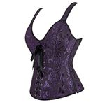 Hengzhifeng Corsets Women's Gothic Brocade Strap Bustiers Party Top Plus Size (Medium,Purple)