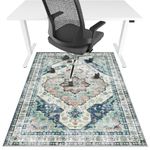 Lreedy Office Chair Mat for Hardwood Floor&Tile Floor,36"X 48" Heavy Duty Desk Chair Mat for Hard Floors,Under Desk Rug for Rolling Computer Chair,Anti Slip,Low Pile Carpet Floor-Blue Flower