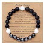 Ayriwoyi Black Onyx Agate Bracelet Protection Bracelet Healing Crystal Stone Bracelet For Men Women Anxiety Bracelet Selenite Hematite Lava Obsidian Spiritual Bracelet