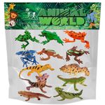 Gemini&Genius 12 Pcs Lizards Frogs Animal Toys for Kids – Realistic Jungle Plastic Animal Toys – 1.5" Long (4cm) Reptile & Amphibian Toy Figurines – Small Frogs and Lizards Toy for Kids and Toddlers