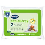 Silentnight Anti-Allergy Pillows 2 Pack – Soft Medium Support Anti Bacterial, Bed Hotel Pillows for Back, Stomach and Side Sleepers, White