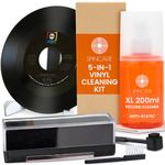 SPINCARE Vinyl Record Cleaning Kit: 5-in-1 LP Cleaner Set with Anti-Static Solution, Record Brush, Stylus Brush, Microfibre Cloth, Drying Rack