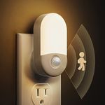 Motion Sensor Night Light Plug in, 2 Pack LOHAS Motion Activated Night Light Warm White 3000K, Plug Into Wall Motion Sensor Night Light for Kids, Bathroom Light, Adjustable Brightness, Bedroom Light