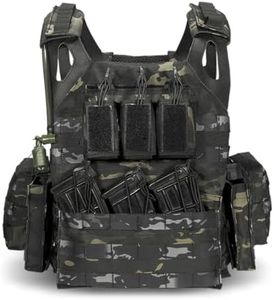 BOMTURN Tactical Vest with Water Bladder, Modular MOLLE System, Multiple Magazine Pouches Adjustable Shoulder & Waist Strap