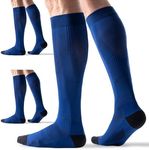 3 Pairs Sports Compression Socks 15-20 mmHg for Women Men - Comfort Cuff, Cushioned Support Sock for Running Athletic