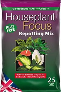 Growth Technology MDHF25 Peat-Free Houseplant Focus Repotting Mix for Indoor Plants, 25L