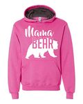 Mama Bear Hoodie Mom Women Soft Hoodie Adult Unisex Men's Women's, Cyber Pink, Medium