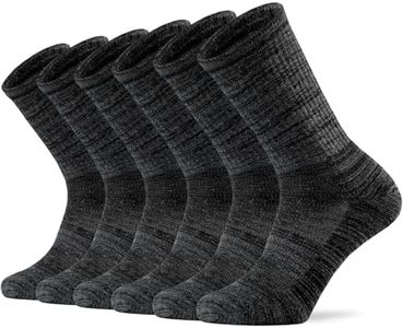 Ortis Men's Merino Wool Cushion Crew Socks with Moisture Wicking Control Light Weight Breathable for Outdoor Hiking Cycling(Black XL)