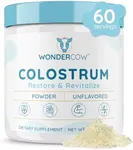 WONDERCOW Colostrum Supplement Powder for Gut Health, Immune Support, Muscle Recovery & Wellness | Natural IgG Pure Whole Bovine Colostrum Superfood, Unflavored, 60 Servings