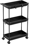 SimpleHouseware Standard 3-Tier Slim Trolley with Handle, Black