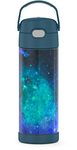 THERMOS FUNTAINER 16 Ounce Stainless Steel Vacuum Insulated Bottle with Wide Spout Lid, Galaxy Teal