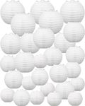 60 Pack White Chinese Japanese Paper Lanterns 4" 6" 8" 10" 12" Hanging Round Paper Lanterns Chinese Lantern Lamps for Wedding Party, Baby Shower, Christmas Party Decor